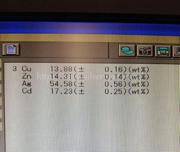 BAg-1A銀ろうの分析結果