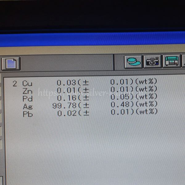 純銀板の分析結果
