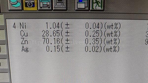 偽のインゴットの分析結果