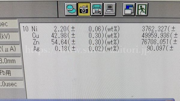 偽物の銀メダル（コイン）の分析結果。